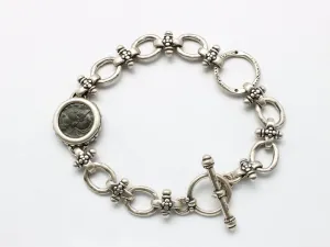 Constantine II Roman Bronze Coin, Silver Bracelet, 00239