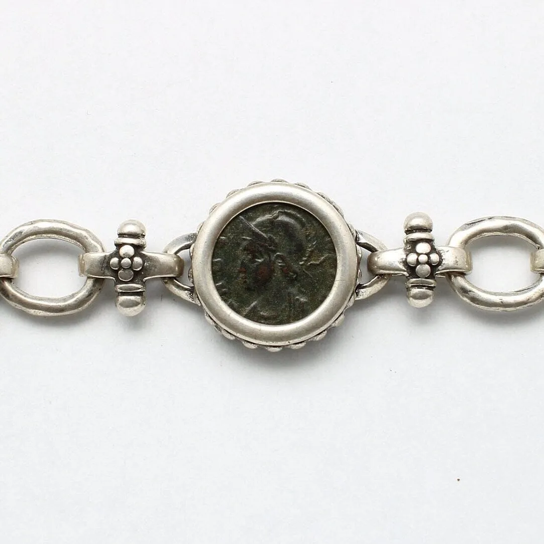 Constantine II Roman Bronze Coin, Silver Bracelet, 00239