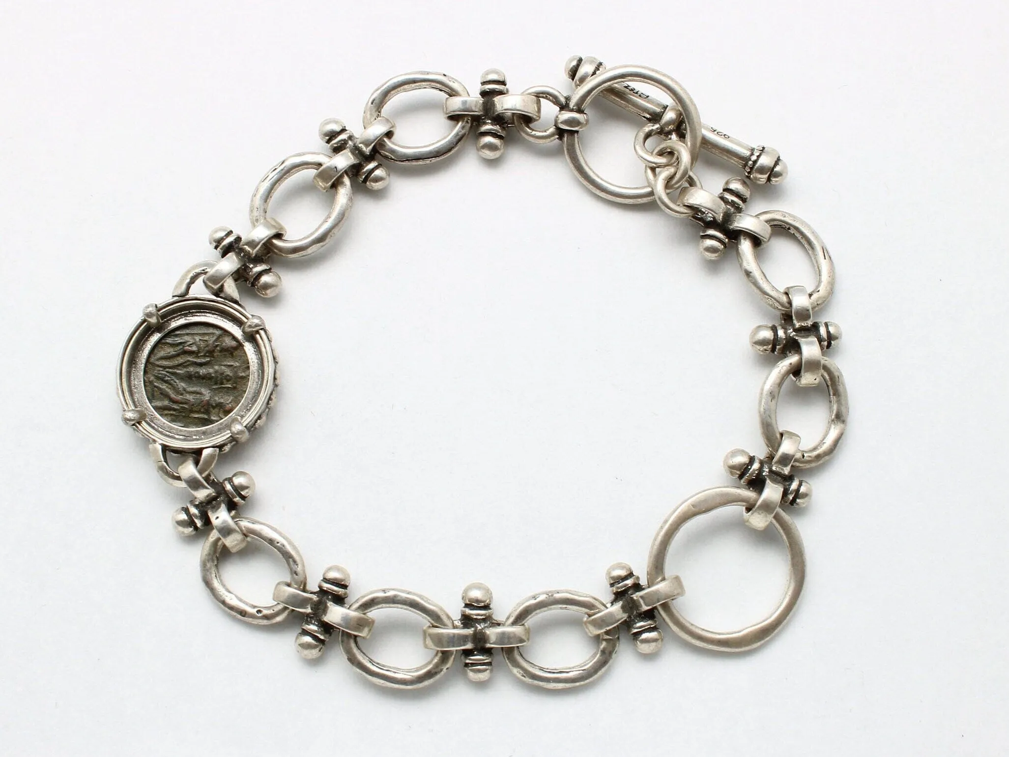 Constantine II Roman Bronze Coin, Silver Bracelet, 00239