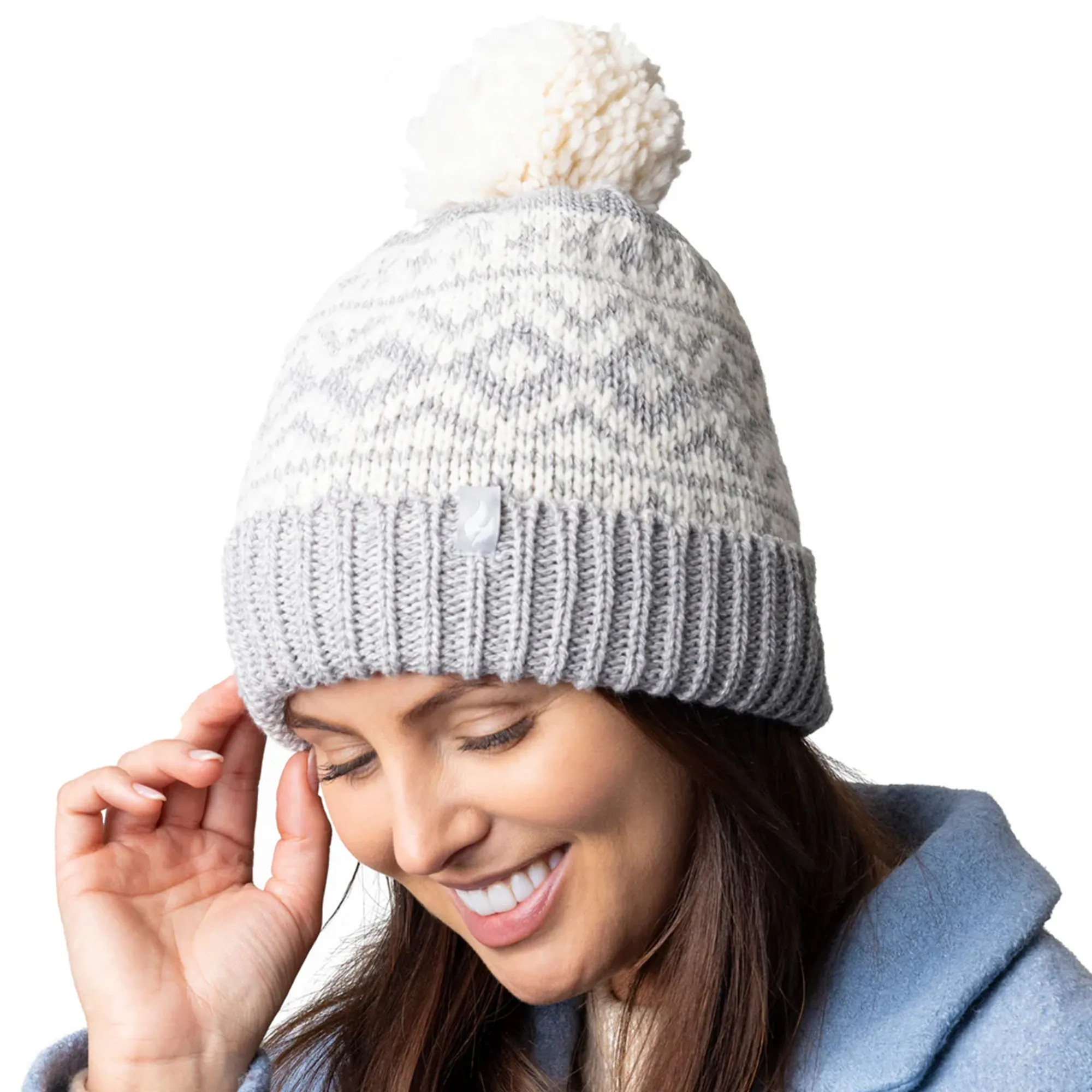 Cozy Patterned Bobble Hat for Women | Cable Knit Beanie with Fleece Lining