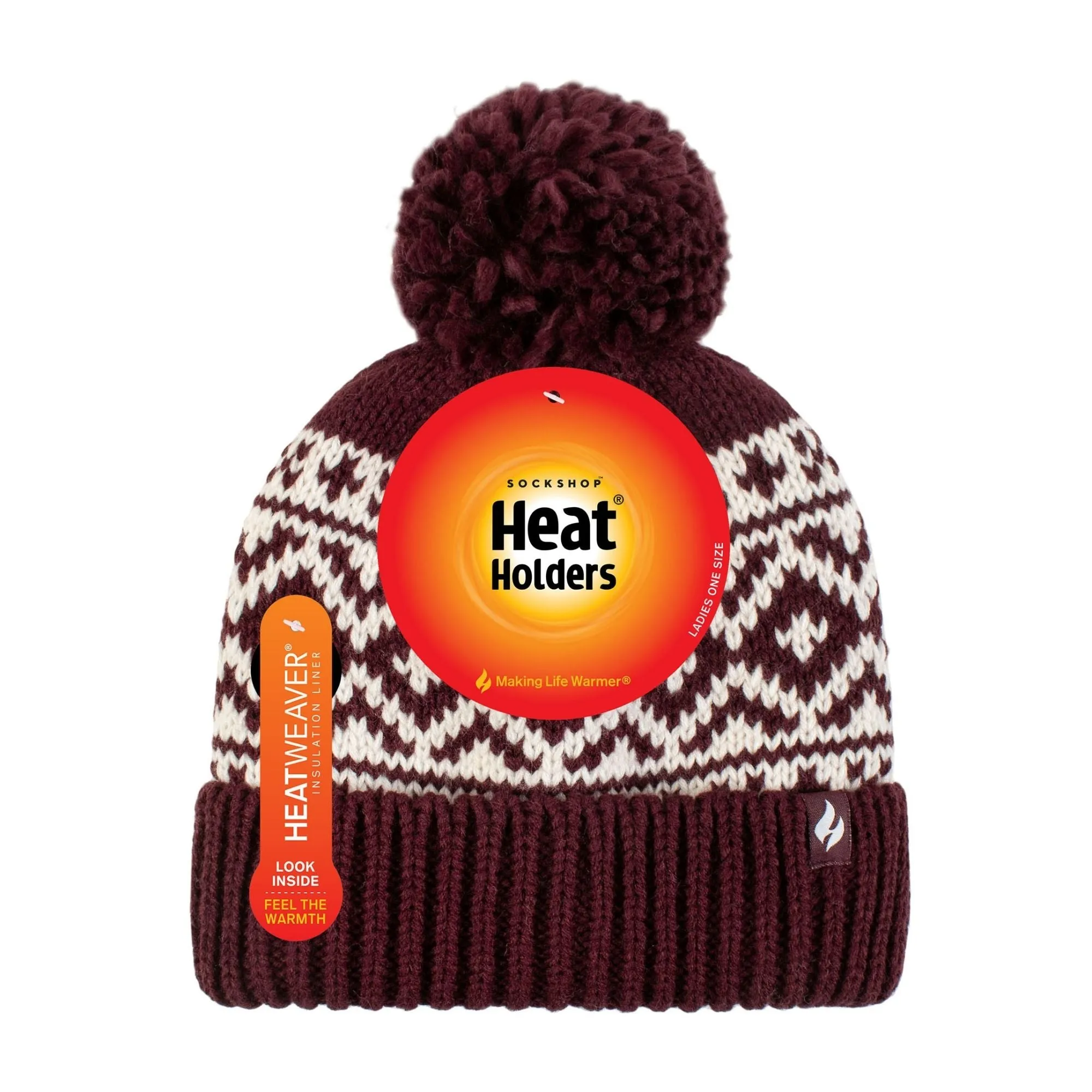 Cozy Patterned Bobble Hat for Women | Cable Knit Beanie with Fleece Lining