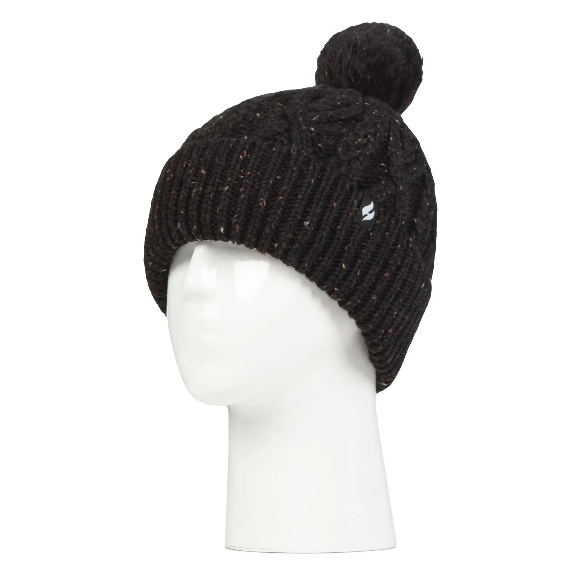 Cozy Pom Pom Bobble Hat for Women | Cable Knit Beanie with Fleece Lining