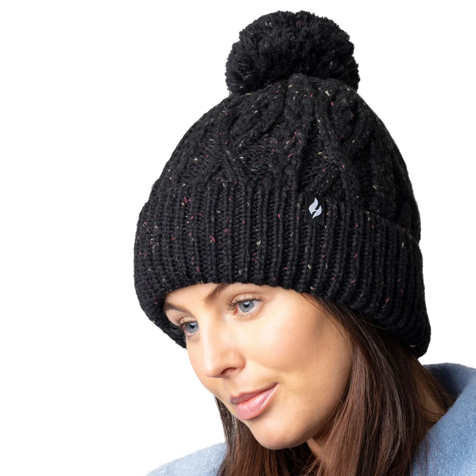 Cozy Pom Pom Bobble Hat for Women | Cable Knit Beanie with Fleece Lining