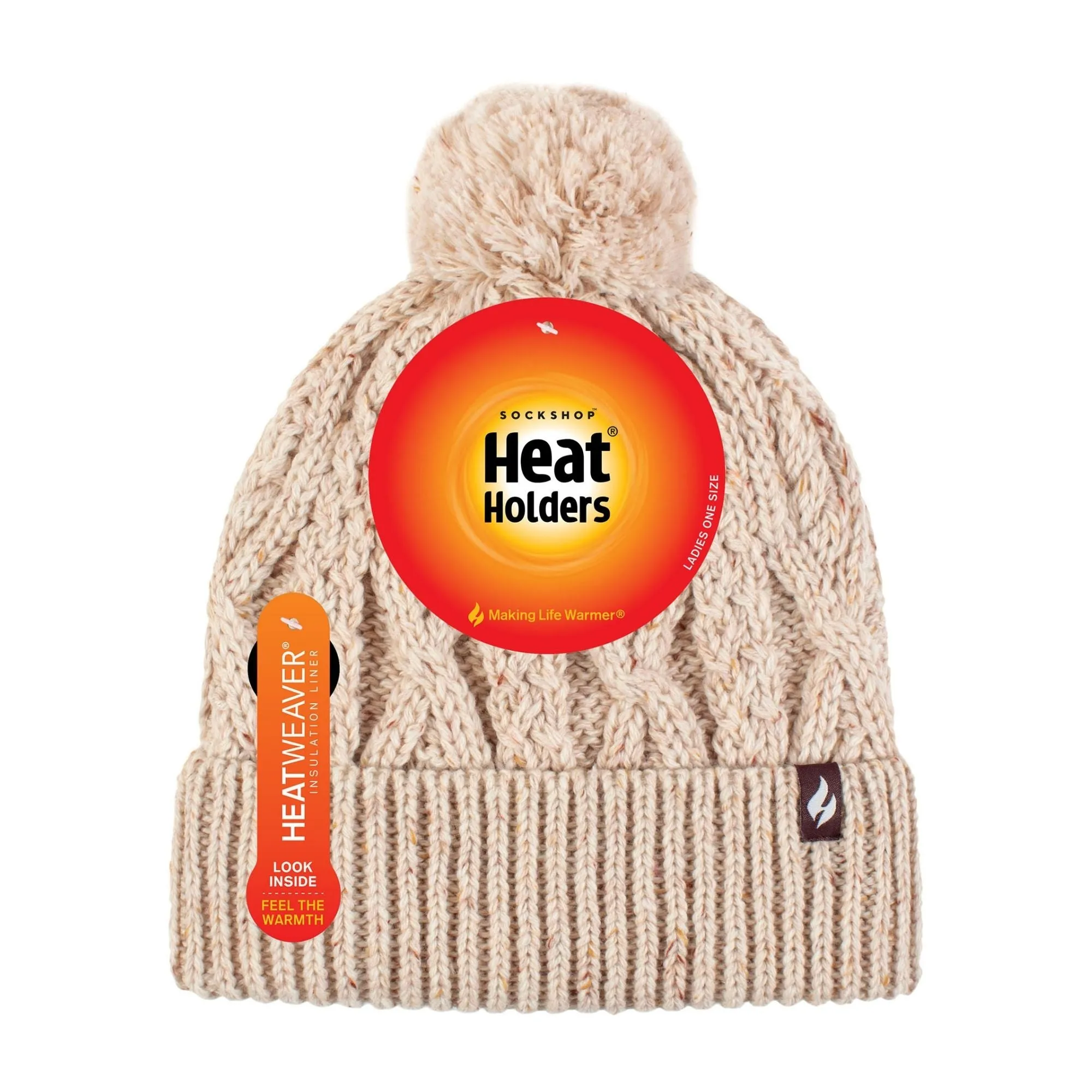 Cozy Pom Pom Bobble Hat for Women | Cable Knit Beanie with Fleece Lining