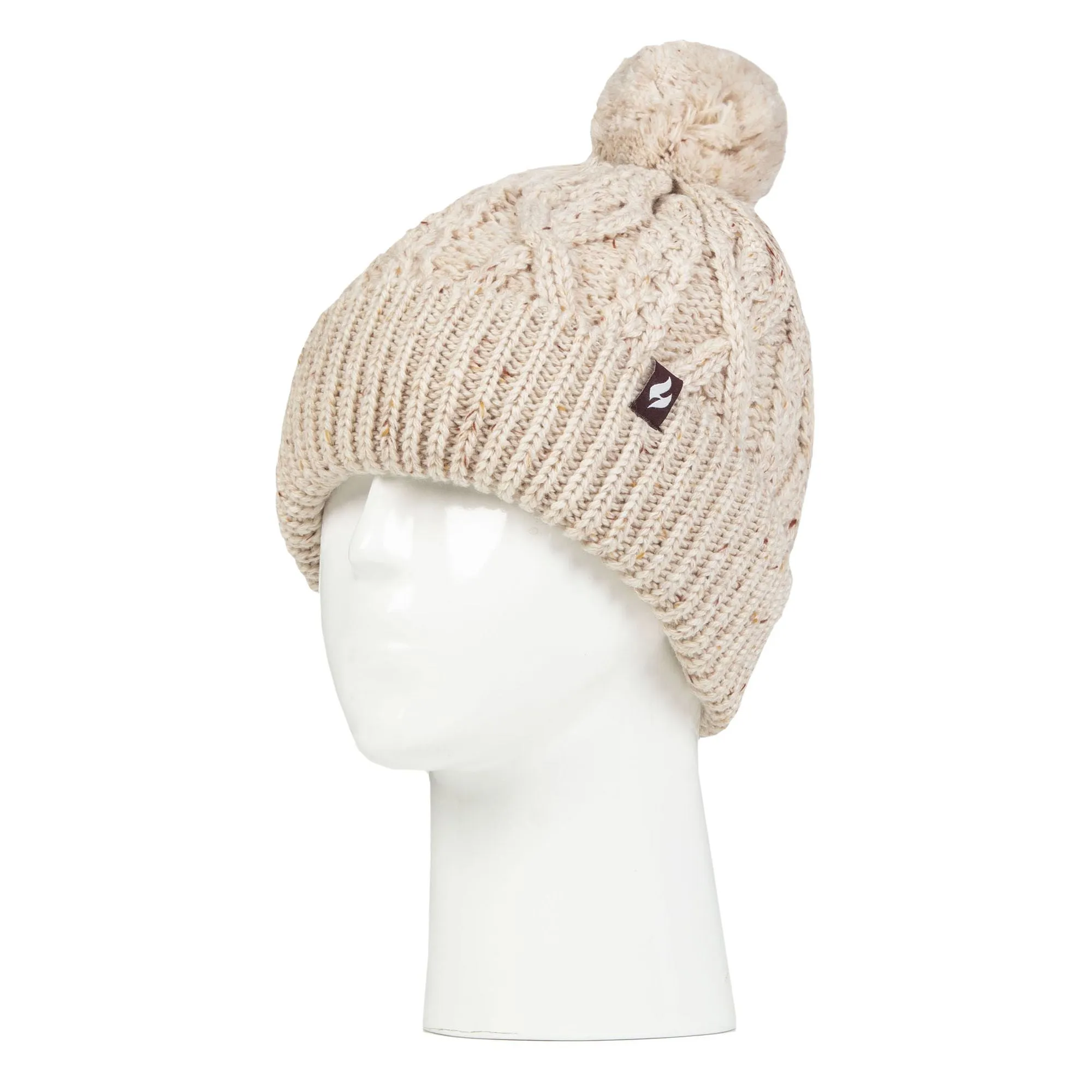 Cozy Pom Pom Bobble Hat for Women | Cable Knit Beanie with Fleece Lining