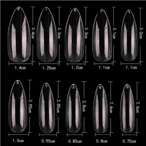 Cre8tion Nail Tips - #05 Long Almond - Clear / Divider Box of 500 Pieces