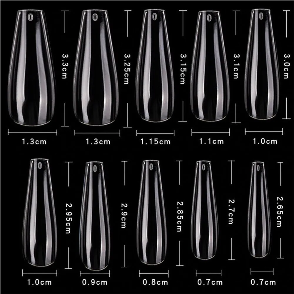Cre8tion Nail Tips - #06 Coffin - Clear / Divider Box of 600 Pieces