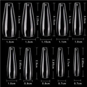 Cre8tion Nail Tips - #06 Coffin - Clear / Divider Box of 600 Pieces