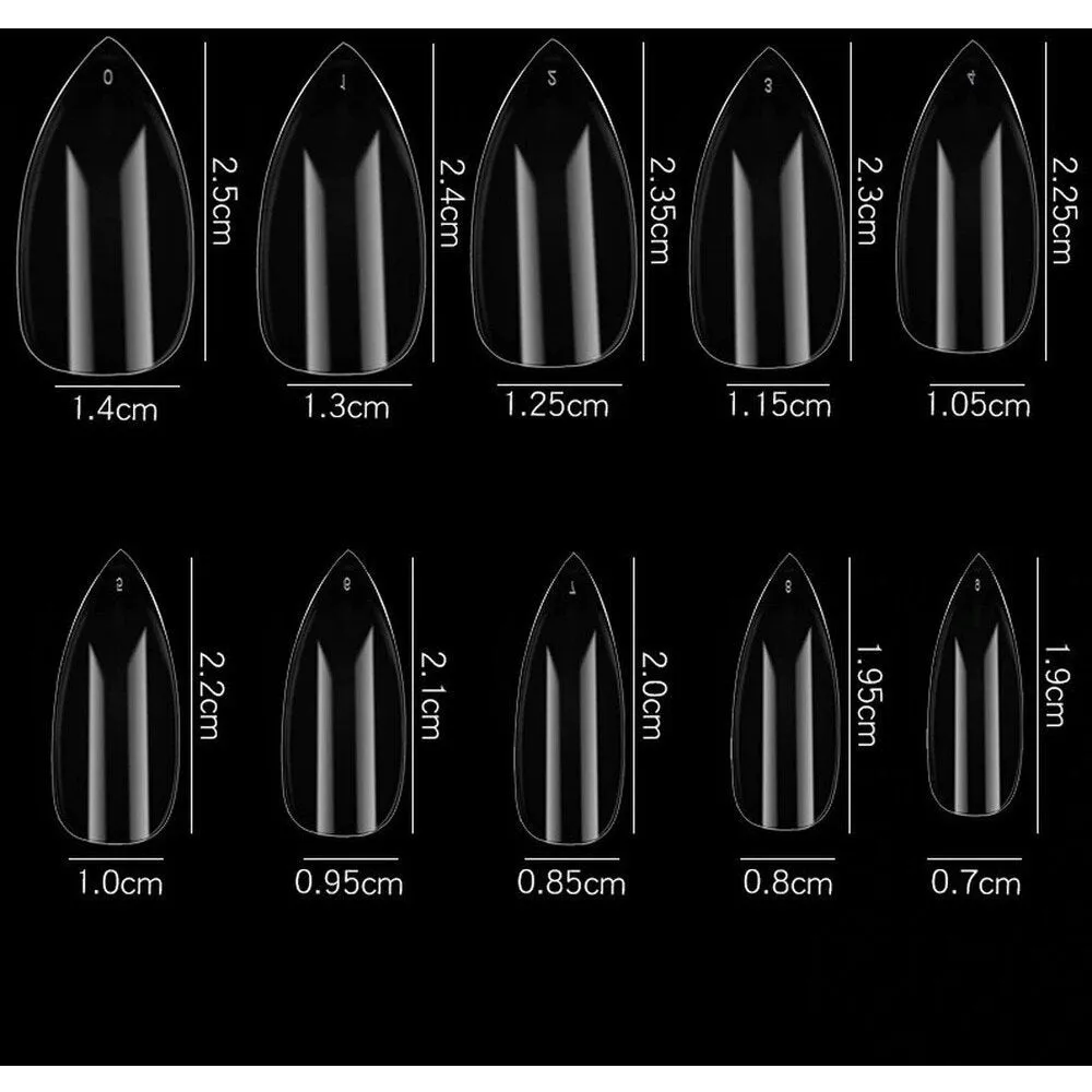 Cre8tion Nail Tips - #07 Short Almond - Clear / Divider Box of 500 Pieces