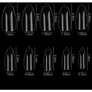 Cre8tion Nail Tips - #07 Short Almond - Clear / Divider Box of 500 Pieces