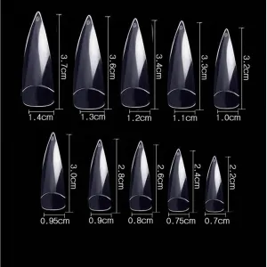 Cre8tion Nail Tips - #09 Super Curve Stiletto - Clear / Divider Box of 500 Pieces