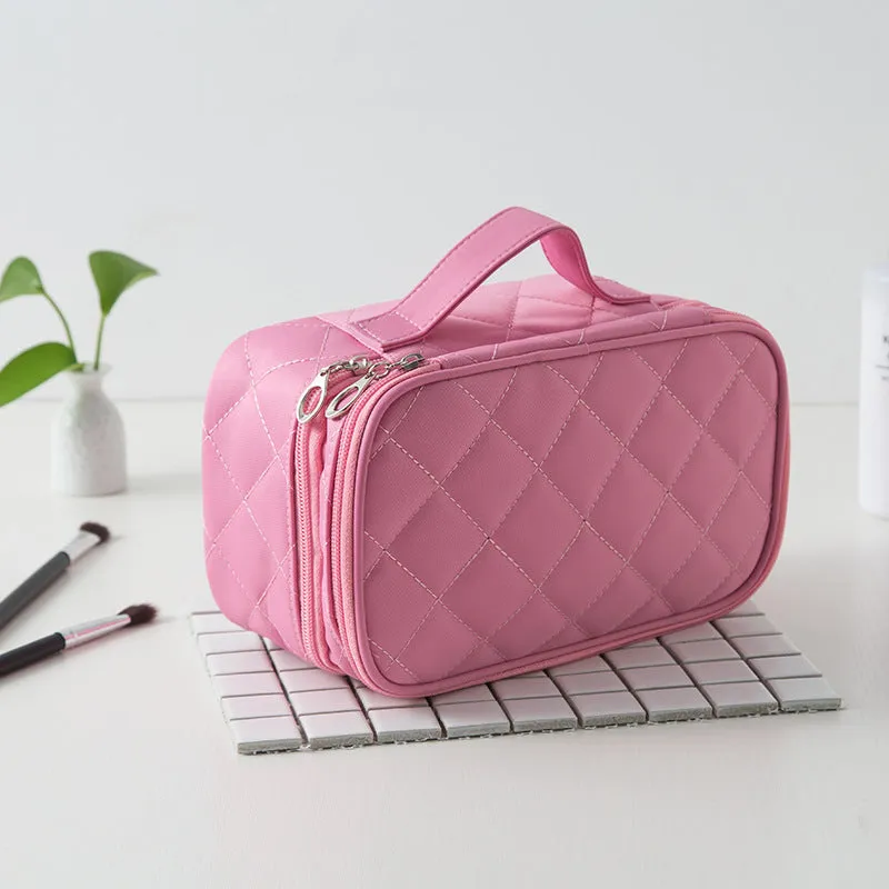 Creative Rhombus Waterproof Nylon Black Mirror Cosmetic Bags