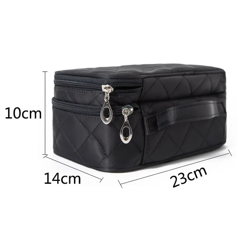Creative Rhombus Waterproof Nylon Black Mirror Cosmetic Bags