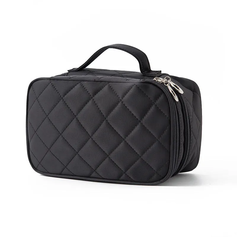 Creative Rhombus Waterproof Nylon Black Mirror Cosmetic Bags