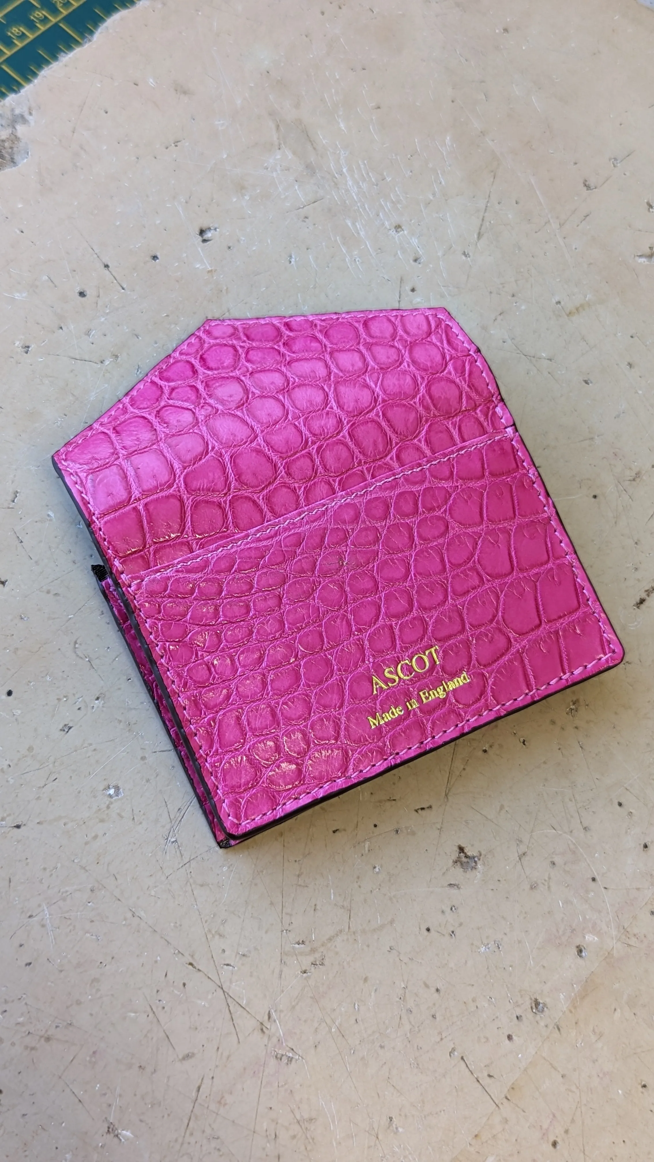 Credit Card & Coin Wallet - Pink Crocodile