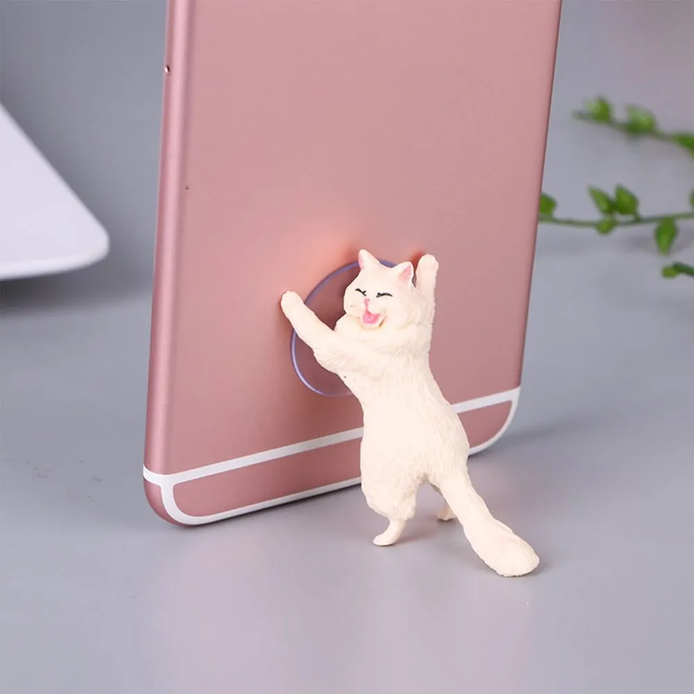 Cute Cartoon Cat Phone Holder Car Mount Sucker Bracket Universal for Sumsung Huawei LG iPhone X XS 8 7 6 yellow