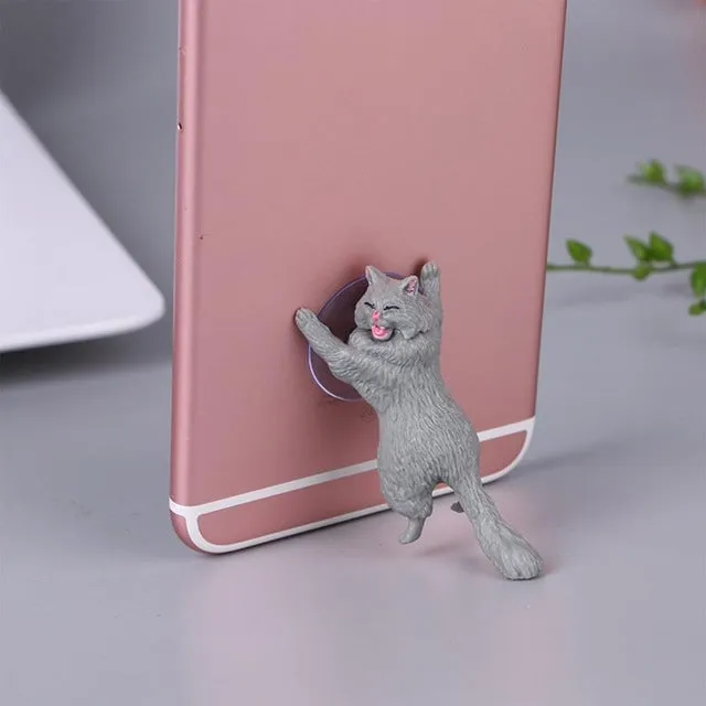 Cute Cartoon Cat Phone Holder Car Mount Sucker Bracket Universal for Sumsung Huawei LG iPhone X XS 8 7 6 yellow