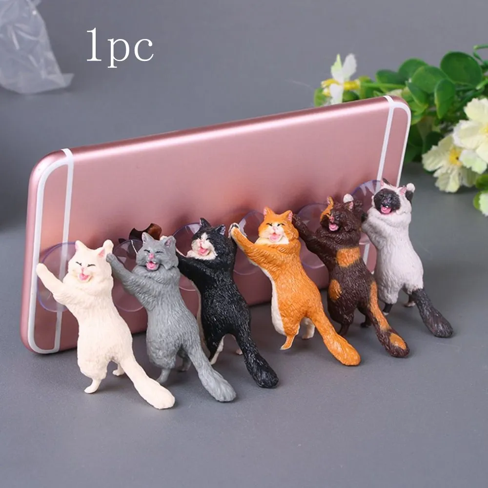 Cute Cartoon Cat Phone Holder Car Mount Sucker Bracket Universal for Sumsung Huawei LG iPhone X XS 8 7 6 yellow