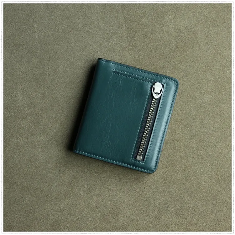 Cute Women Coffee Leather Small Bifold Wallet Billfold Wallet with Coin Pocket For Women