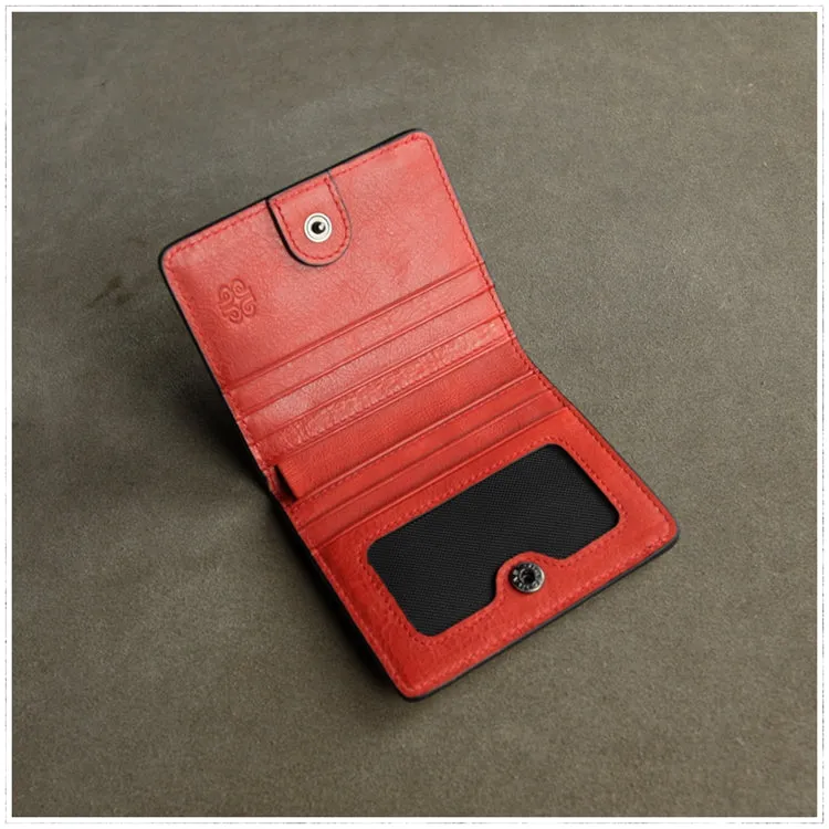 Cute Women Coffee Leather Small Bifold Wallet Billfold Wallet with Coin Pocket For Women