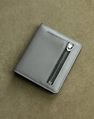 Cute Women Coffee Leather Small Bifold Wallet Billfold Wallet with Coin Pocket For Women