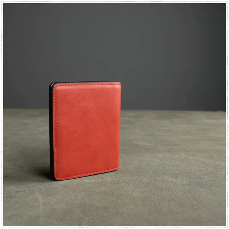 Cute Women Coffee Leather Small Bifold Wallet Billfold Wallet with Coin Pocket For Women