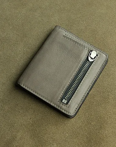 Cute Women Coffee Leather Small Bifold Wallet Billfold Wallet with Coin Pocket For Women