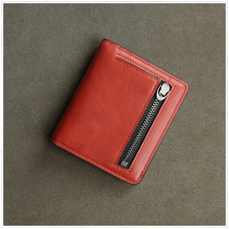 Cute Women Coffee Leather Small Bifold Wallet Billfold Wallet with Coin Pocket For Women