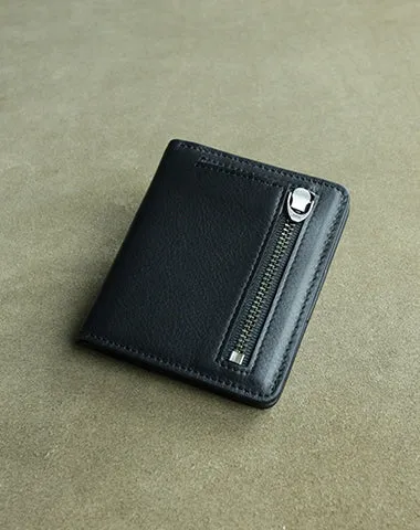 Cute Women Coffee Leather Small Bifold Wallet Billfold Wallet with Coin Pocket For Women
