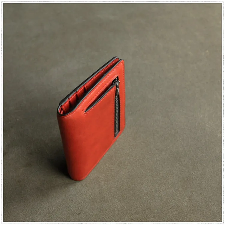 Cute Women Coffee Leather Small Bifold Wallet Billfold Wallet with Coin Pocket For Women
