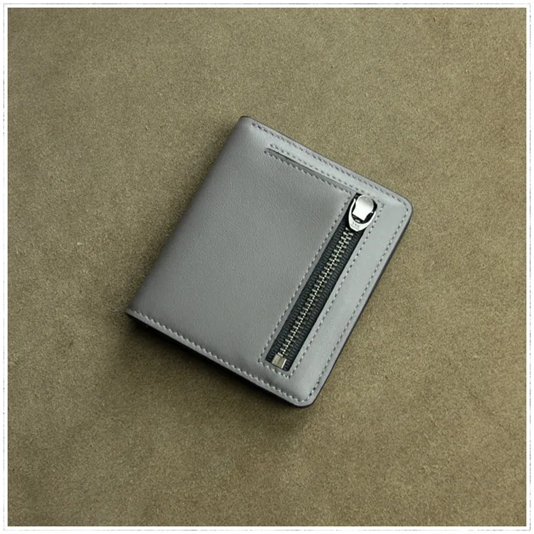Cute Women Coffee Leather Small Bifold Wallet Billfold Wallet with Coin Pocket For Women