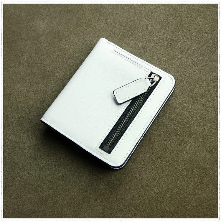 Cute Women Coffee Leather Small Bifold Wallet Billfold Wallet with Coin Pocket For Women