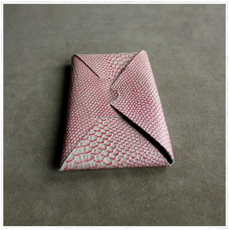 Cute Womens PinkRed Leather Envelope Wallet Slim Clutch Purse Checkbook Long Wallet for Women