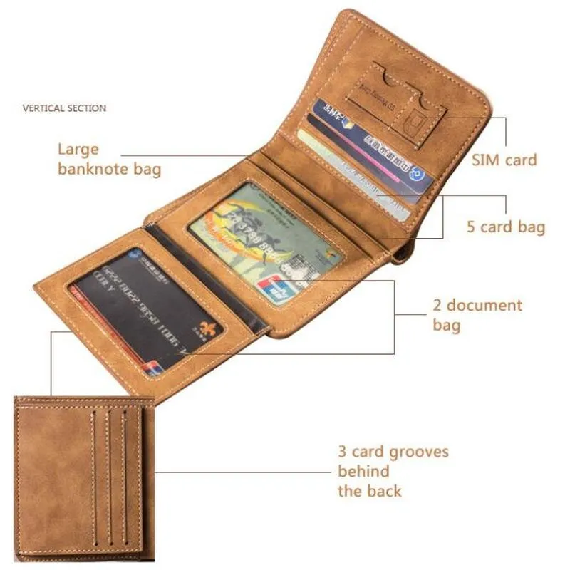Cyflymder Men's Wallet Leather Billfold Slim Hipster Cowhide Credit Card/ID Holders Inserts Coin Purses Luxury Business Foldable Wallet