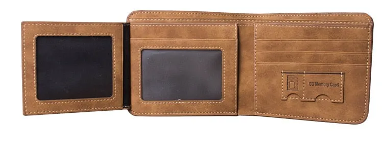 Cyflymder Men's Wallet Leather Billfold Slim Hipster Cowhide Credit Card/ID Holders Inserts Coin Purses Luxury Business Foldable Wallet