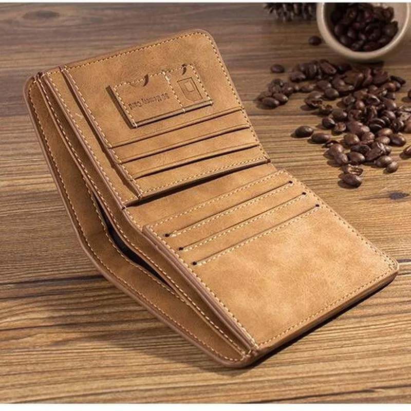 Cyflymder Men's Wallet Leather Billfold Slim Hipster Cowhide Credit Card/ID Holders Inserts Coin Purses Luxury Business Foldable Wallet