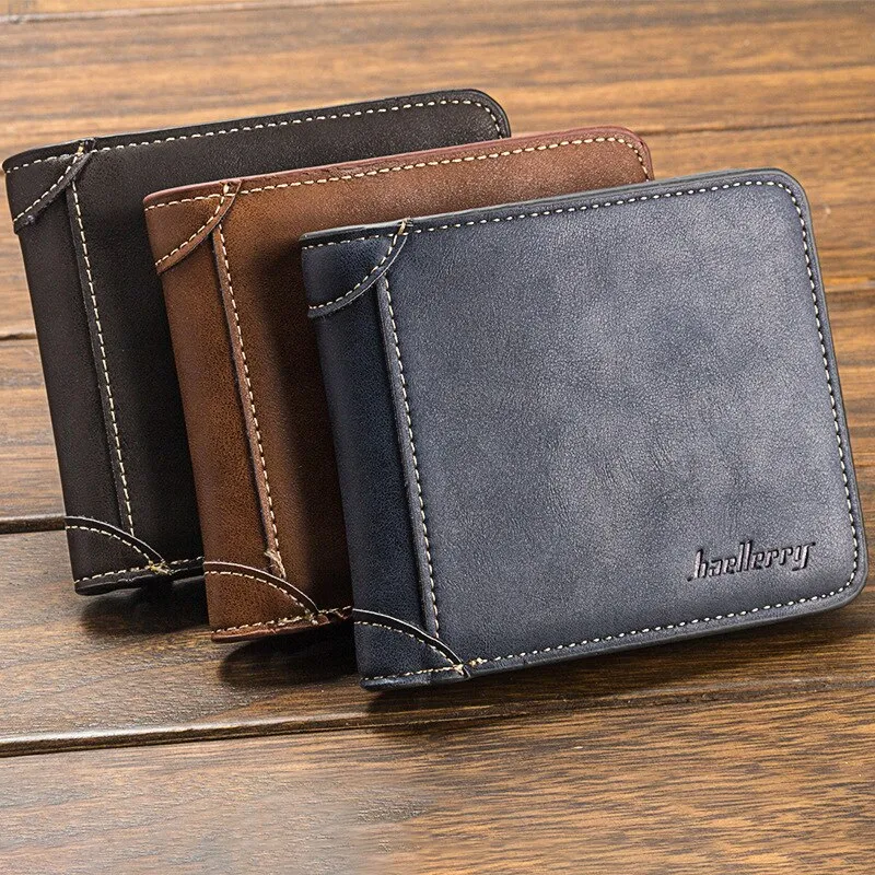 Cyflymder Men's Wallet Leather Billfold Slim Hipster Cowhide Credit Card/ID Holders Inserts Coin Purses Luxury Business Foldable Wallet