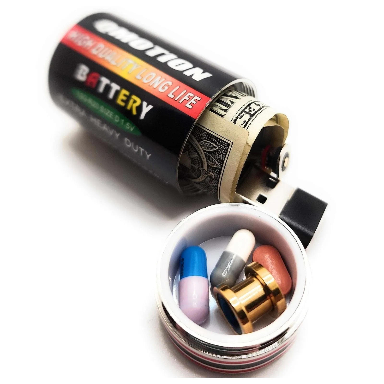 D Battery Diversion Safe Hidden Compartment Pill Safe