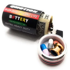 D Battery Diversion Safe Hidden Compartment Pill Safe