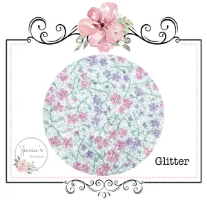 Dainty Pink & Purple Glitter Rose Floral