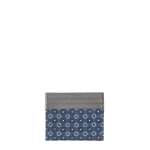 DARK GREY LEATHER AND SILK CREDIT CARD HOLDER