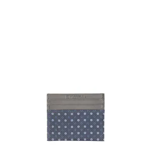 DARK GREY LEATHER AND SILK CREDIT CARD HOLDER