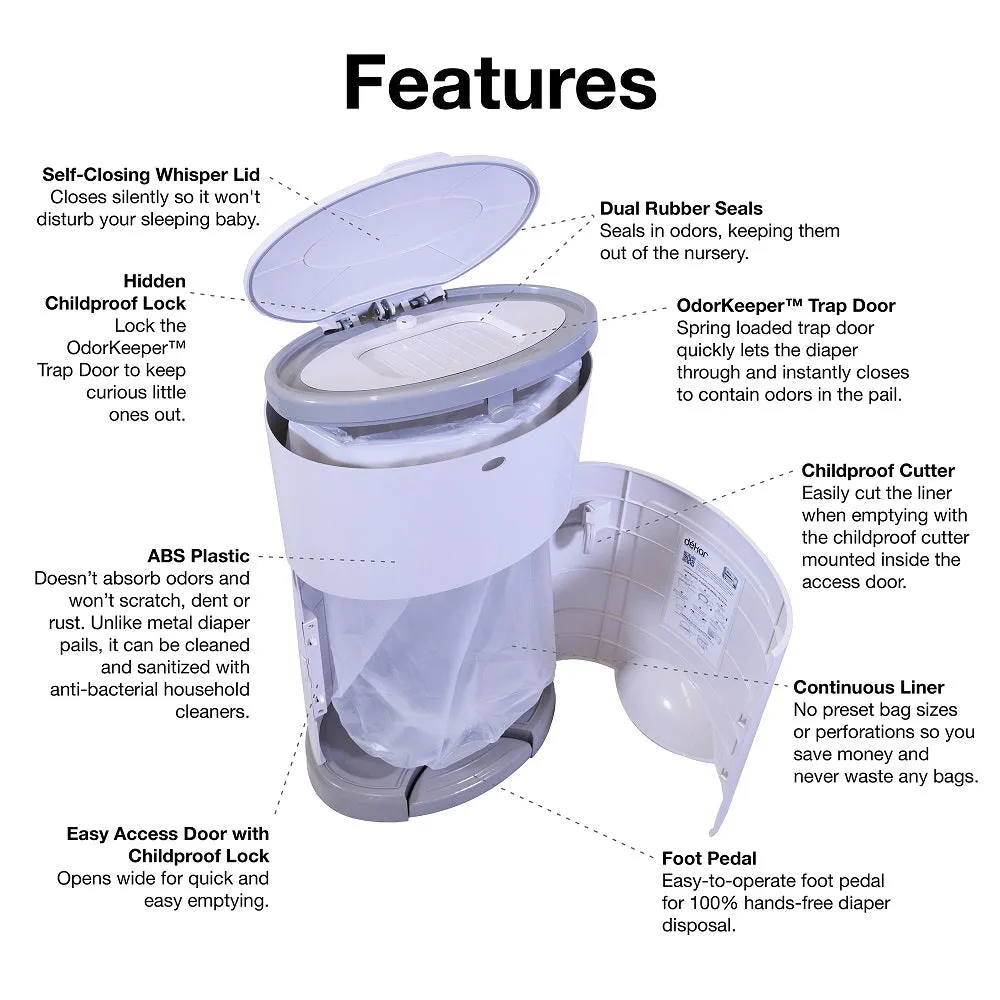 Dekor Plus Hands-Free Diaper Pail (White) - IN STORE PICK-UP ONLY