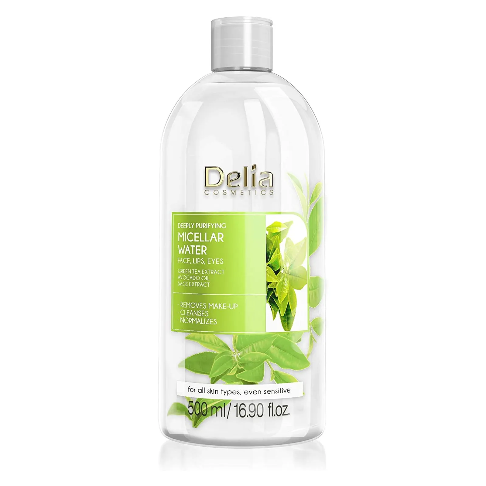 Delia Cosmetics Purifying Micellar Water | Facial Cleanser | Makeup remover , 500ml Green