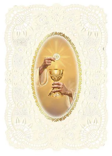 Deluxe Embossed Holy Card for First Communion