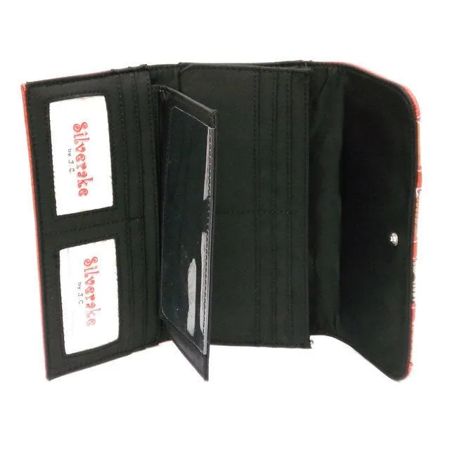 Designer inspired silverake brown tan pup strip patchwork woman checkbook L wall