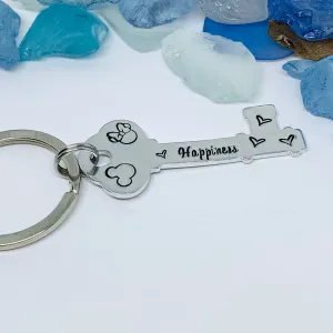 Disney-Inspired Happiness Key | Hand Stamped Key to Happiness | His & Her Mouse Key