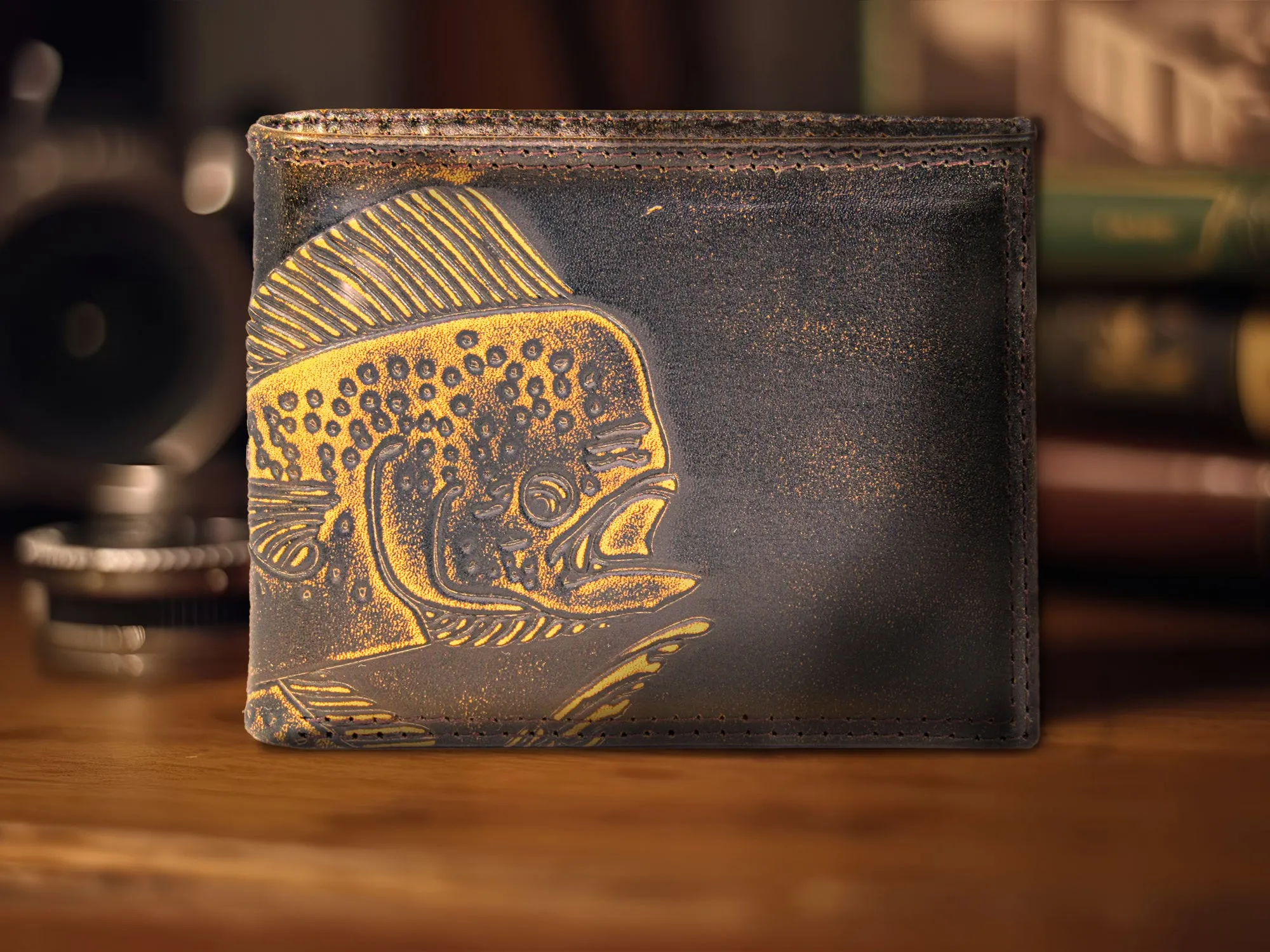 Dolphin Mahi-Mahi Burnished Leather Bifold Wallet