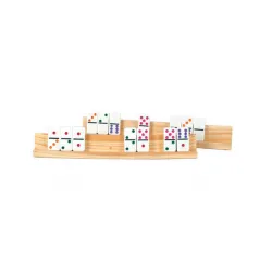 DOMINOES - SET of 2 LARGE WOODEN TILE HOLDER ( 13.5" Length x 1.875" High )