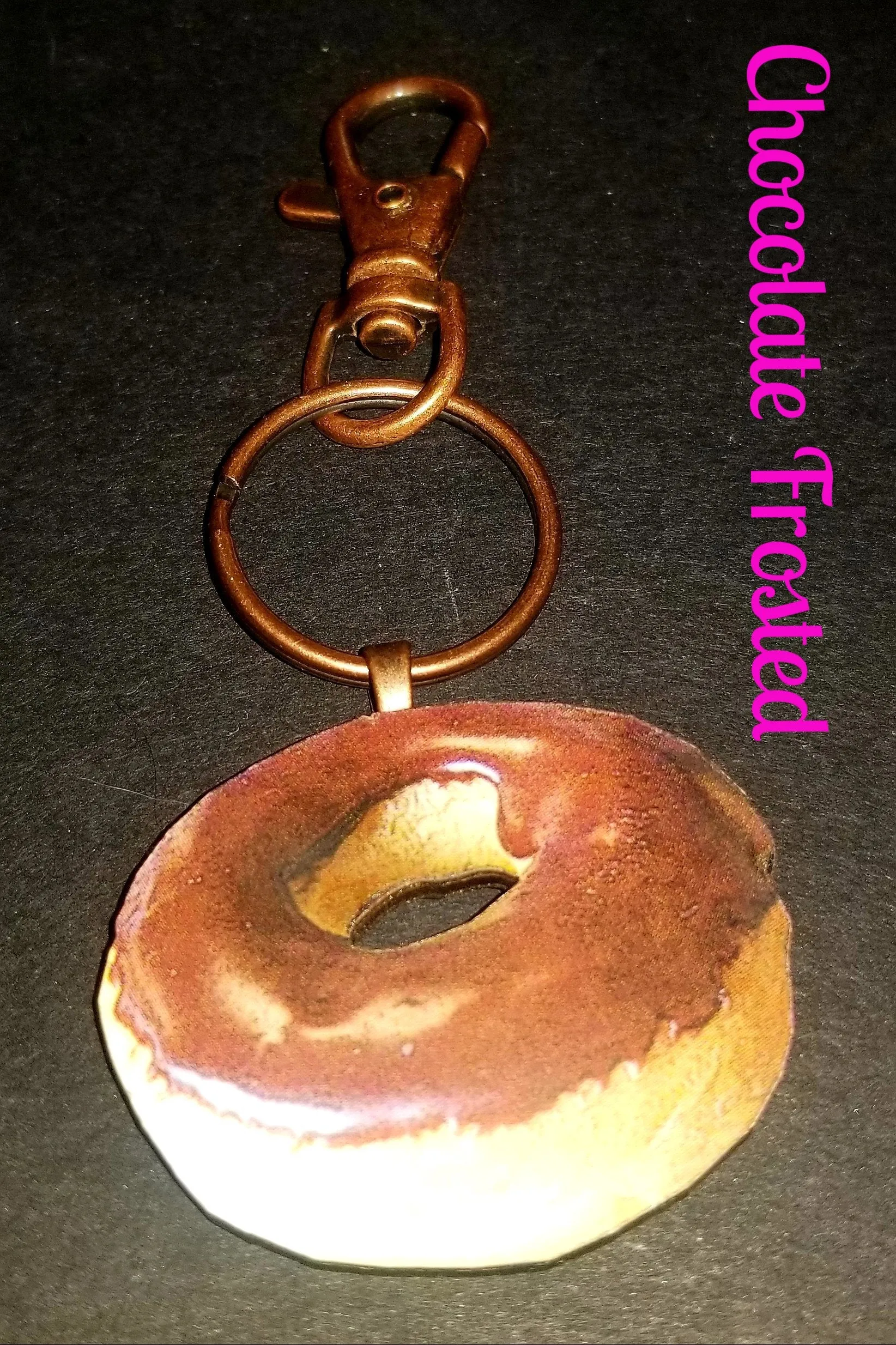 Donut Wood Key Chain